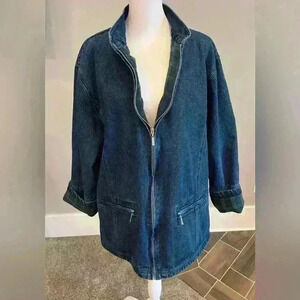90’s style NorthStyle XL Flannel Lined Denim coat zipper pocket barn jacket